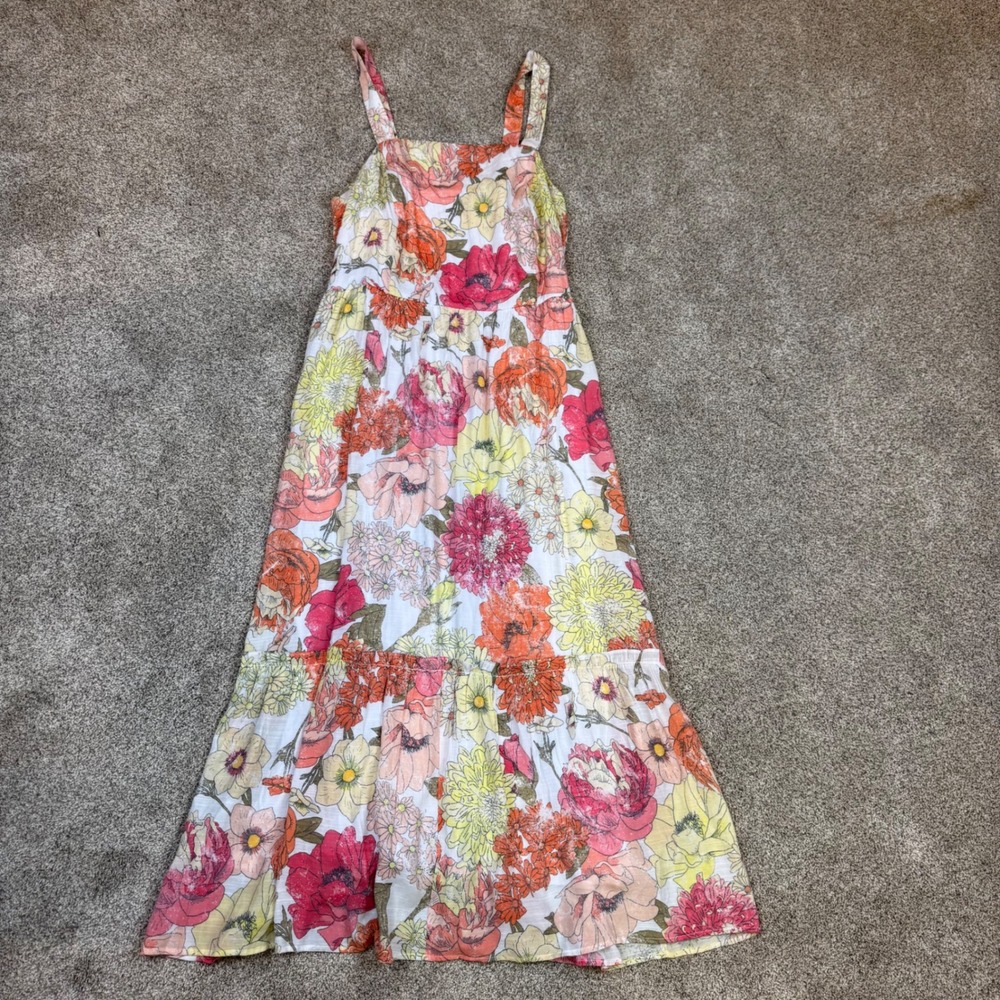 Lane Bryant Floral Maxi Dress Size 18 NWT Pink Orange Yellow Tiered Ruffle Hem